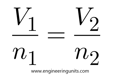 Avogadro's law Equation
